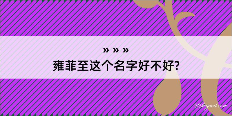 雍菲至这个名字好不好?