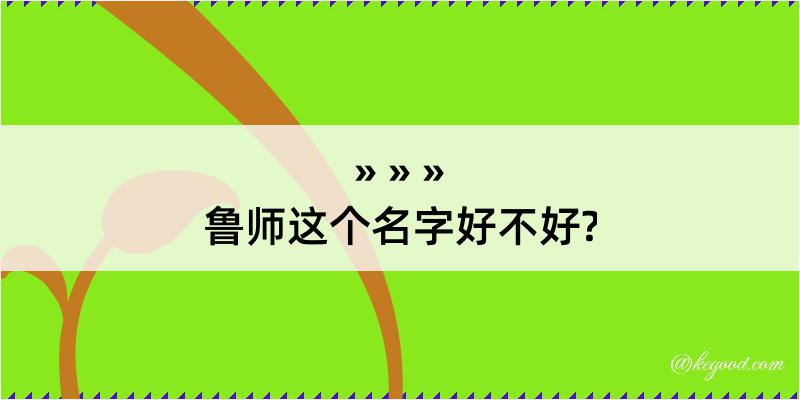 鲁师这个名字好不好?