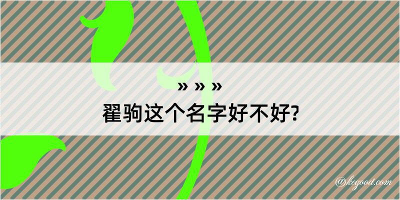 翟驹这个名字好不好?