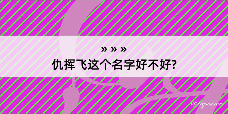 仇挥飞这个名字好不好?