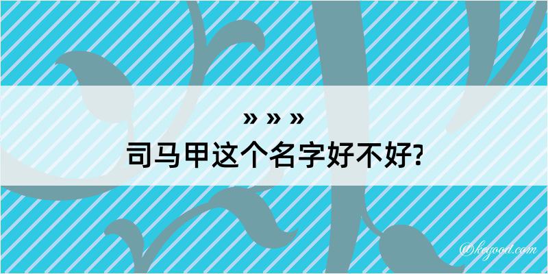 司马甲这个名字好不好?