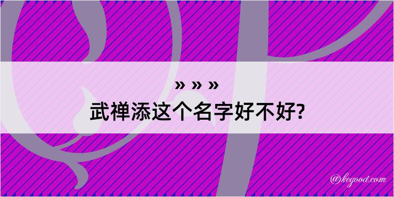 武禅添这个名字好不好?