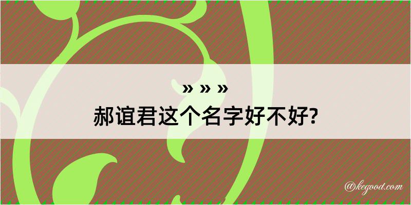 郝谊君这个名字好不好?