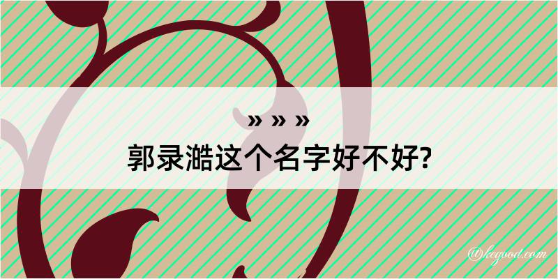 郭录澔这个名字好不好?