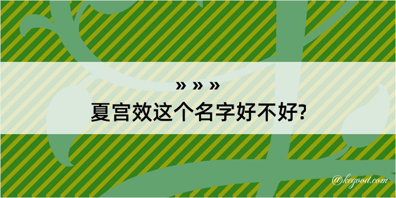 夏宫效这个名字好不好?