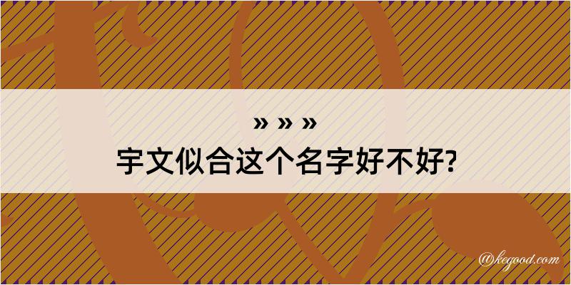 宇文似合这个名字好不好?