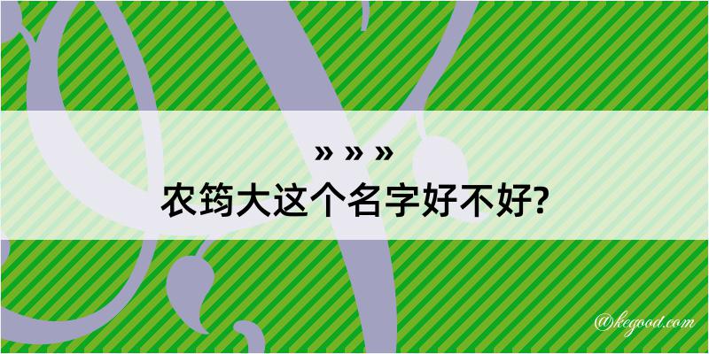 农筠大这个名字好不好?