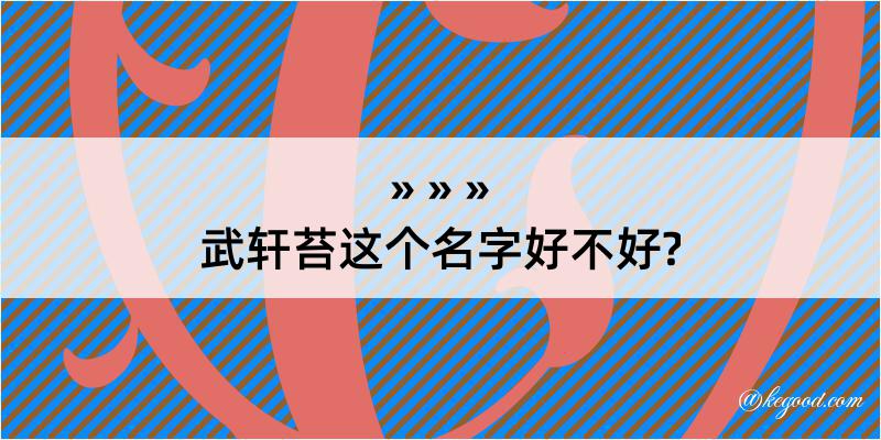 武轩苔这个名字好不好?