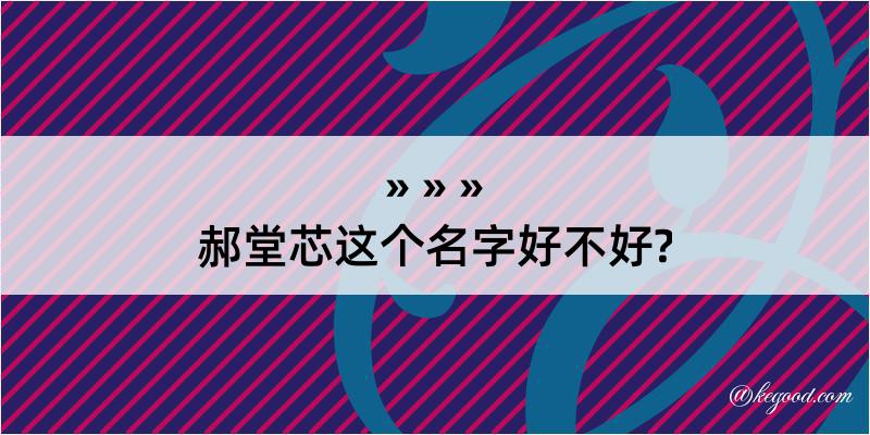 郝堂芯这个名字好不好?