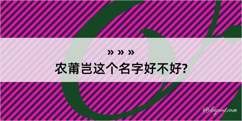 农莆岂这个名字好不好?