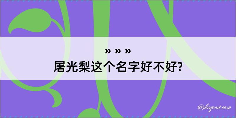 屠光梨这个名字好不好?