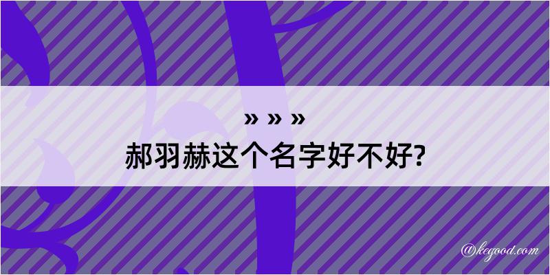 郝羽赫这个名字好不好?