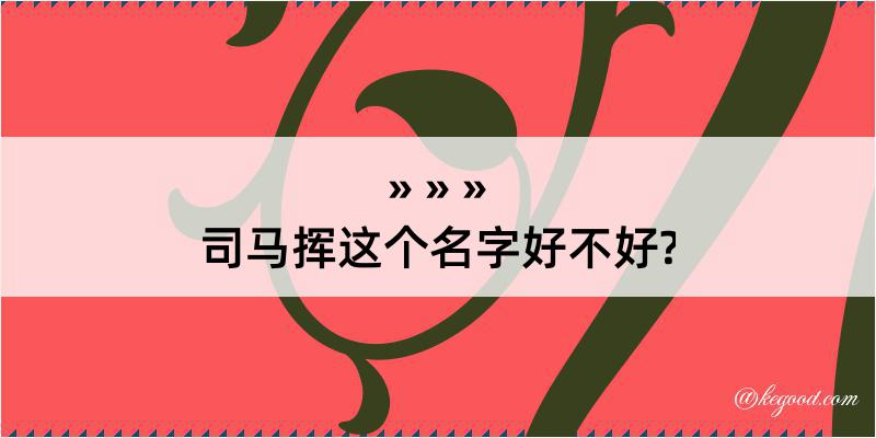 司马挥这个名字好不好?