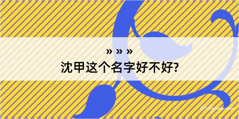 沈甲这个名字好不好?