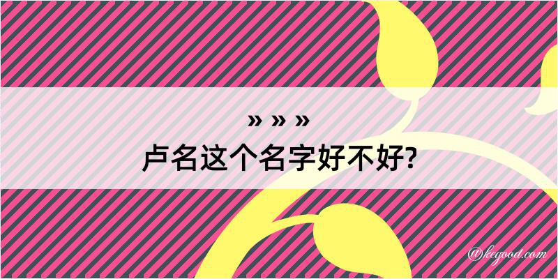 卢名这个名字好不好?