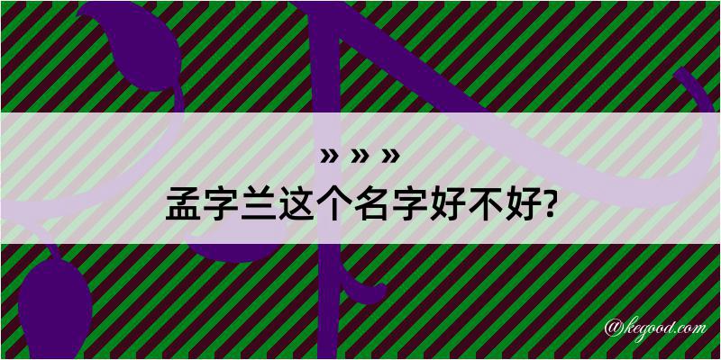 孟字兰这个名字好不好?