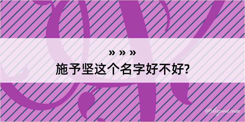 施予坚这个名字好不好?