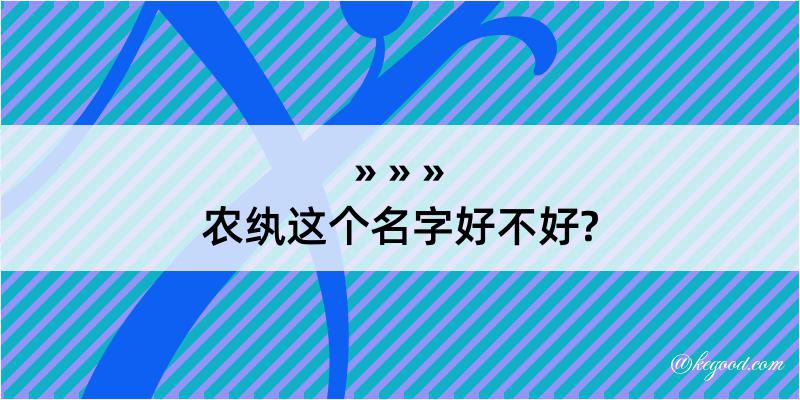 农纨这个名字好不好?