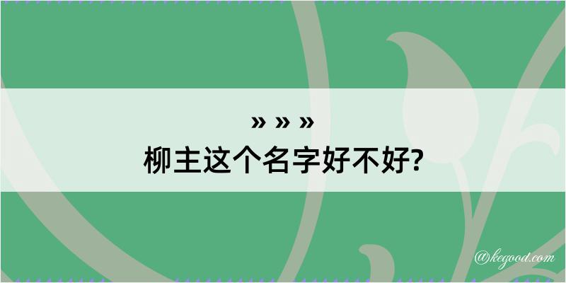 柳主这个名字好不好?