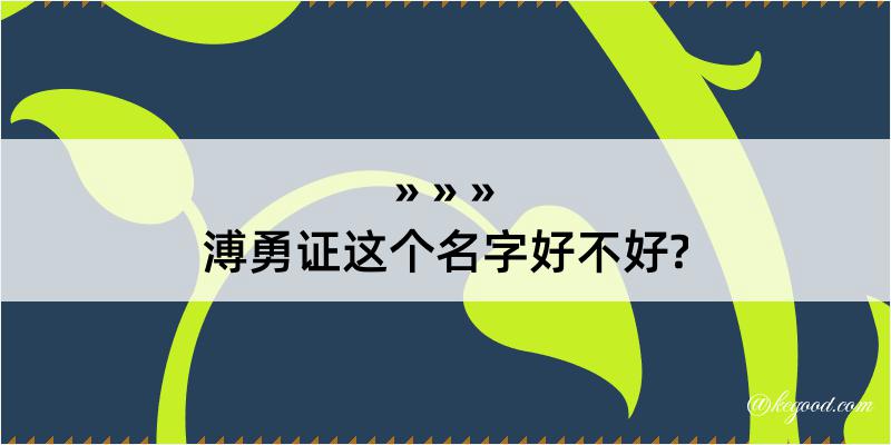 溥勇证这个名字好不好?