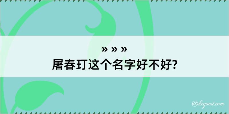 屠春玎这个名字好不好?