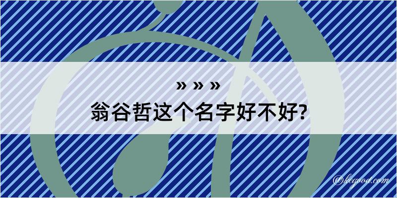 翁谷哲这个名字好不好?