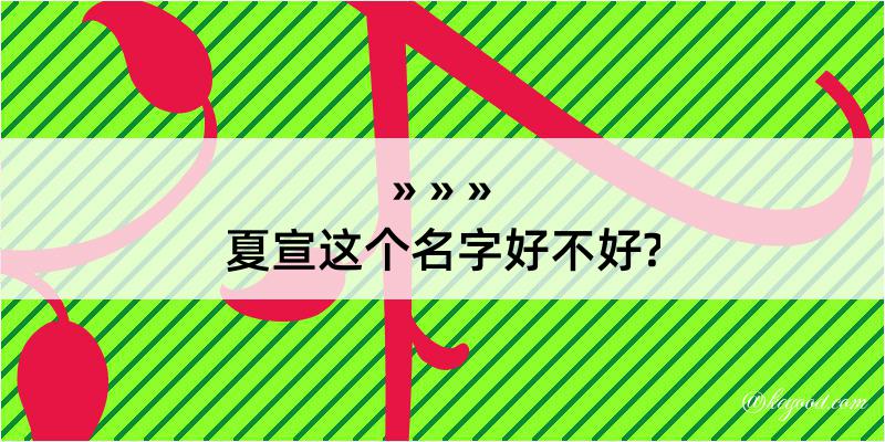 夏宣这个名字好不好?