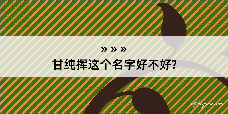 甘纯挥这个名字好不好?