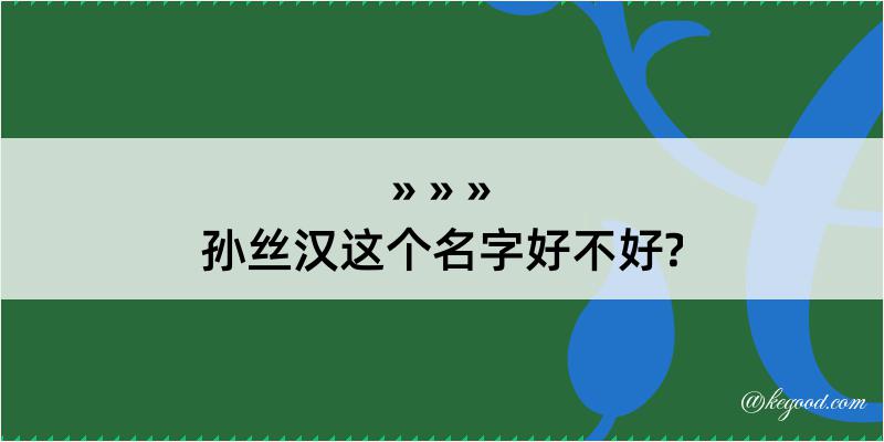 孙丝汉这个名字好不好?