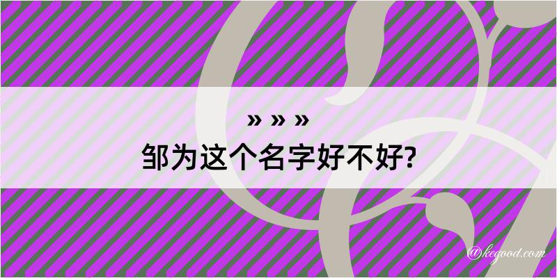 邹为这个名字好不好?