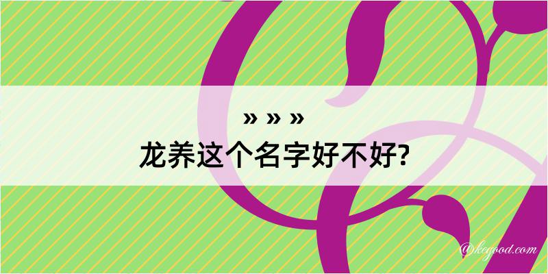 龙养这个名字好不好?