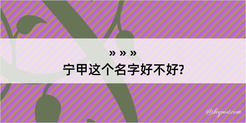 宁甲这个名字好不好?