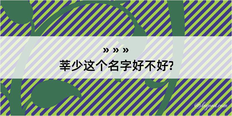 莘少这个名字好不好?