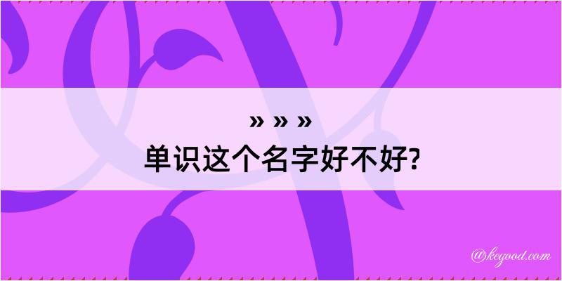 单识这个名字好不好?