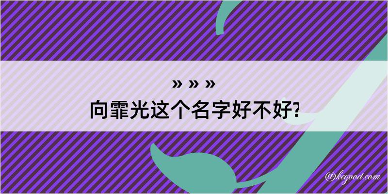 向霏光这个名字好不好?