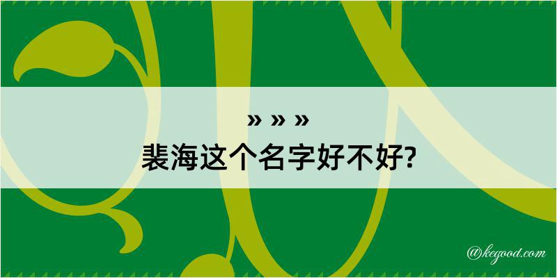 裴海这个名字好不好?