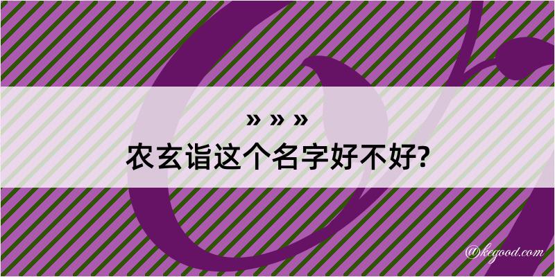 农玄诣这个名字好不好?