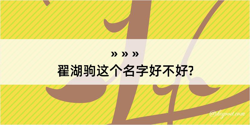 翟湖驹这个名字好不好?