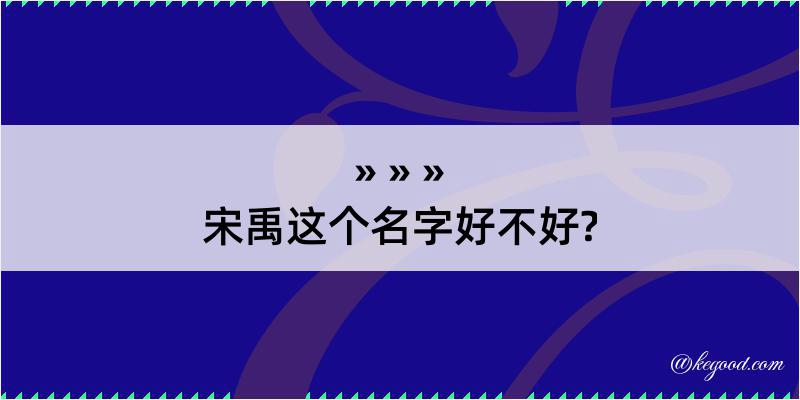 宋禹这个名字好不好?