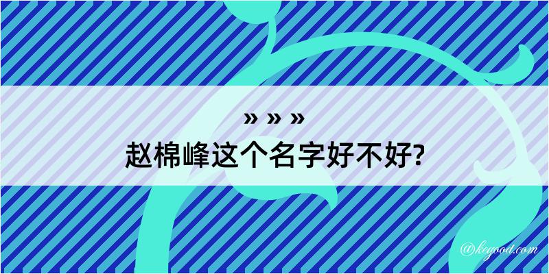 赵棉峰这个名字好不好?