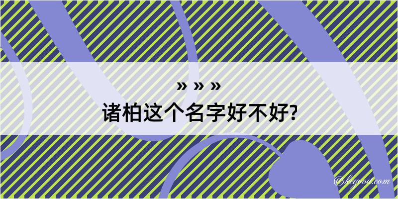 诸柏这个名字好不好?