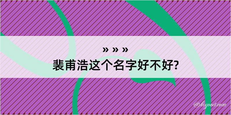 裴甫浩这个名字好不好?