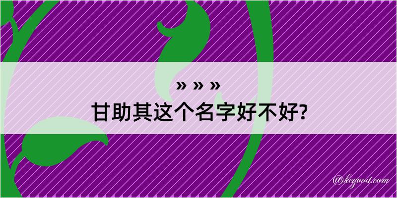 甘助其这个名字好不好?