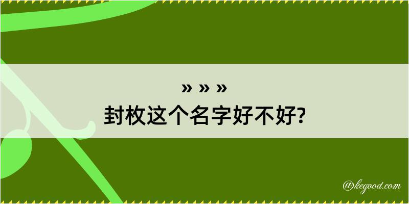 封枚这个名字好不好?