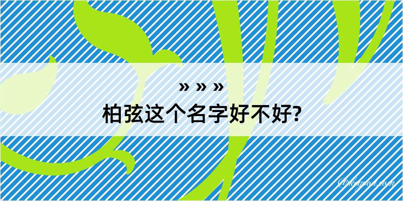 柏弦这个名字好不好?