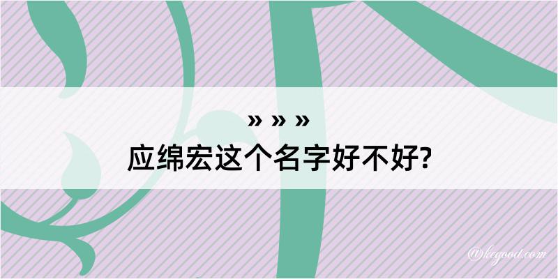 应绵宏这个名字好不好?