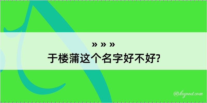 于楼蒲这个名字好不好?