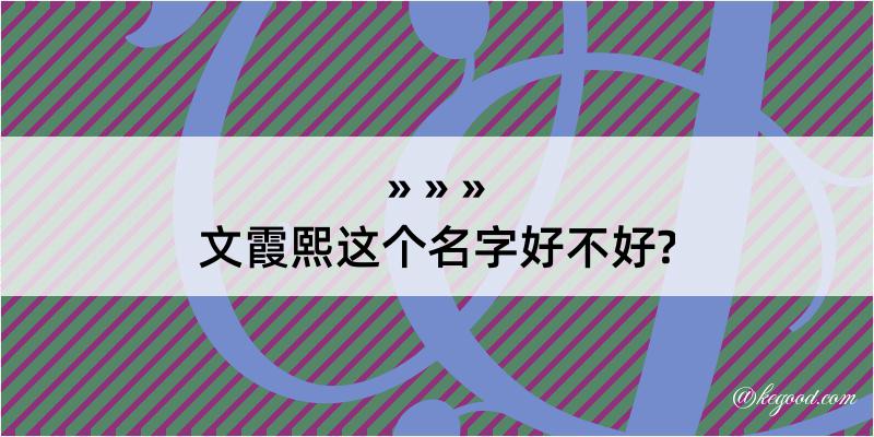 文霞熙这个名字好不好?