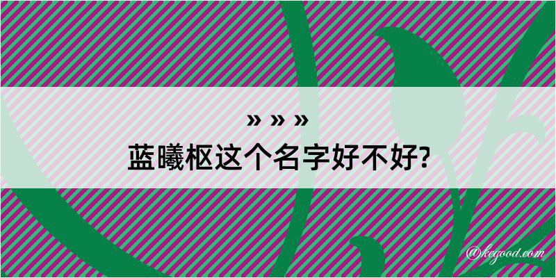 蓝曦枢这个名字好不好?