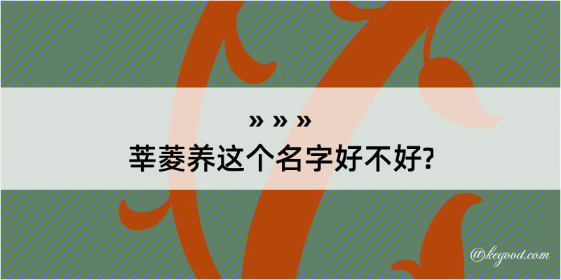 莘菱养这个名字好不好?